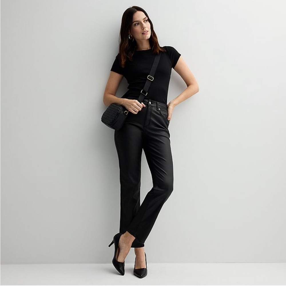 Coated Straight Ankle Pants